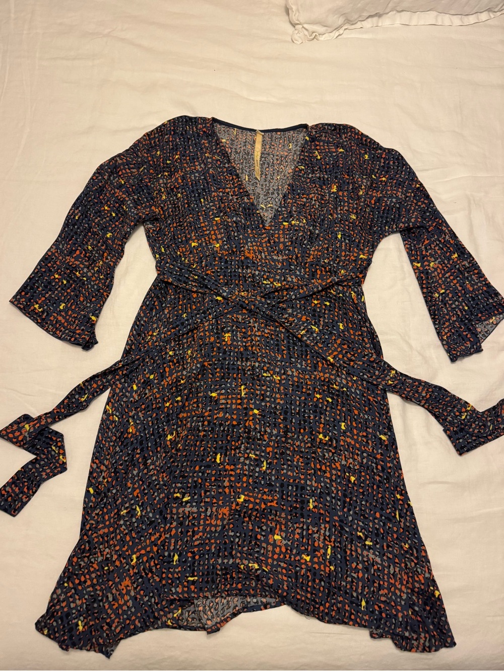 Faux Wrap Bell Sleeve Dress